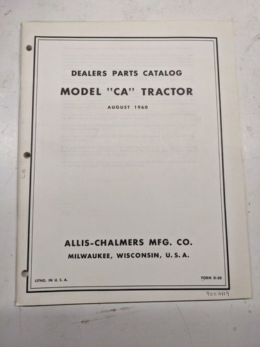 Allis chalmers parts - chalmers, list