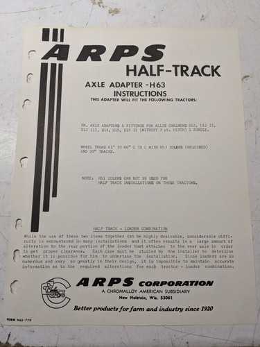 Arps tractor half track axle - arps,